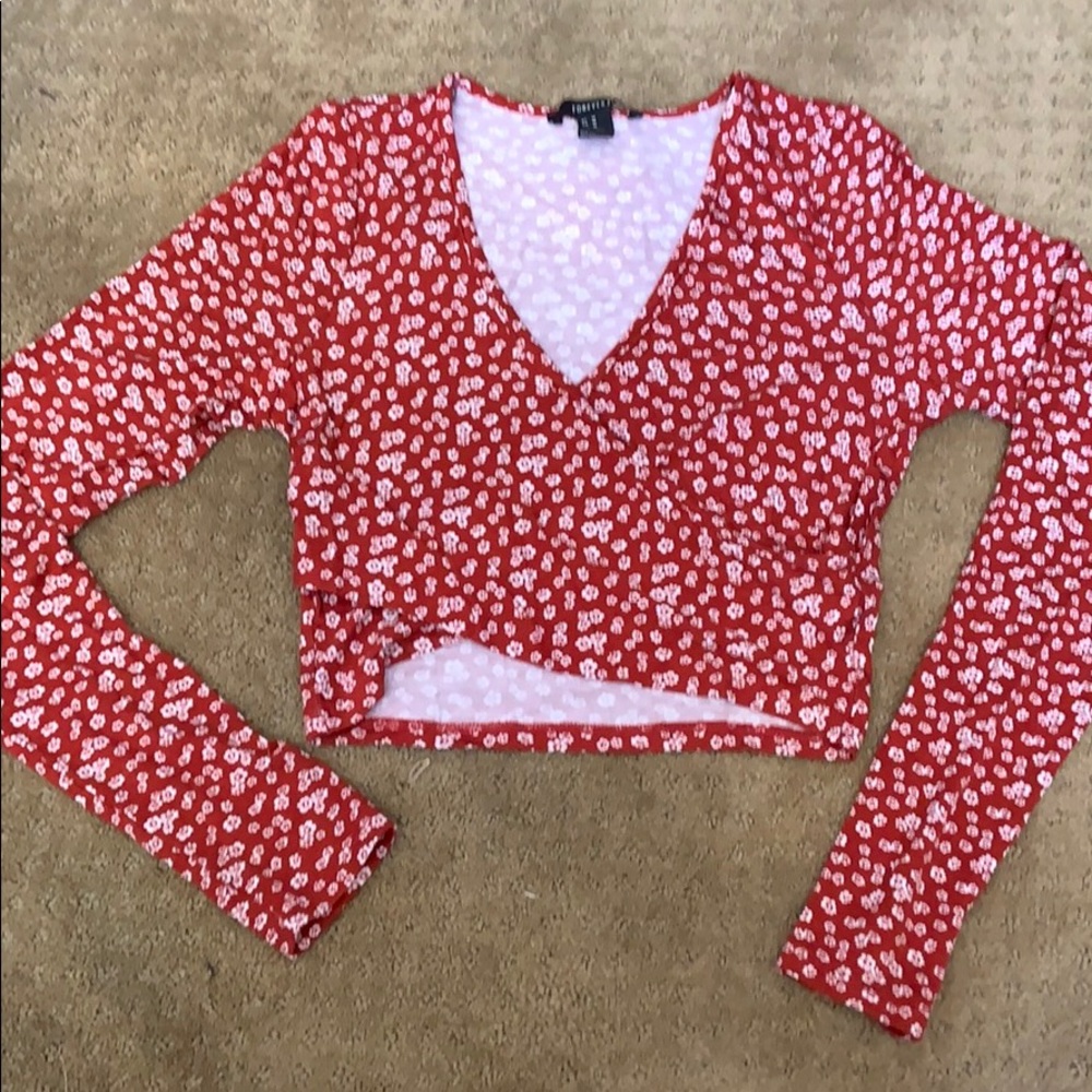 Floral long sleeve crop top